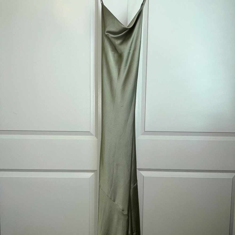 Show Me Your MuMu: Satin Long Cowlneck- Medium ‘Moss Green’